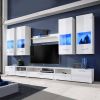 VIDAXL Wandkasten tv unit wit hoogglans met blauwe led verlichting 8 st online kopen