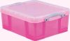 Really Useful Box opbergdoos 18 liter, transparant roze online kopen
