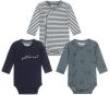 Dirkje newborn baby romper set van 3 van biologisch katoen donkerblauw/grijsgroen/wit online kopen
