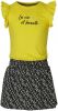 Quapi Girls jurk Falijne met all over print en ruches warm geel/zwart online kopen