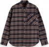 Scotch and Soda Tops Checked brushed twill shirt in seasonal relaxed fit Grijs online kopen