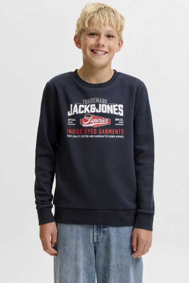 Jack & Jones JUNIOR sweater met logo - donkerblauw