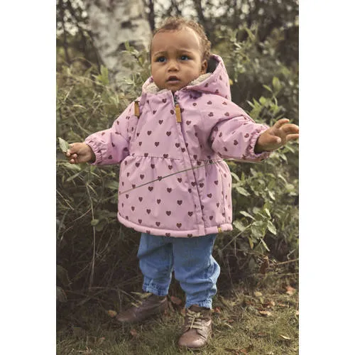 Lil' Atelier Baby winterjas met hartjes roze, foto 4