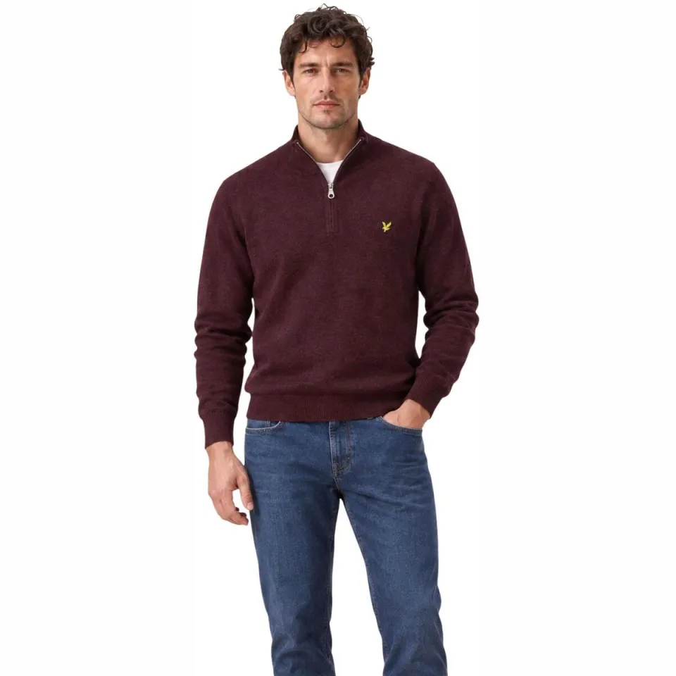 Lyle & Scott regular fit gebreide trui met wol - burgundy