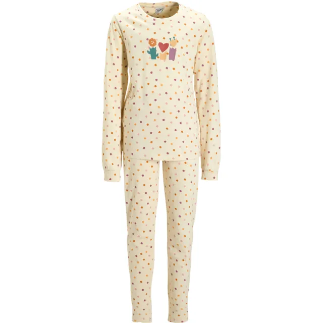 NOUS Kids pyjama beige met stippenprint Beige/paars/oranje