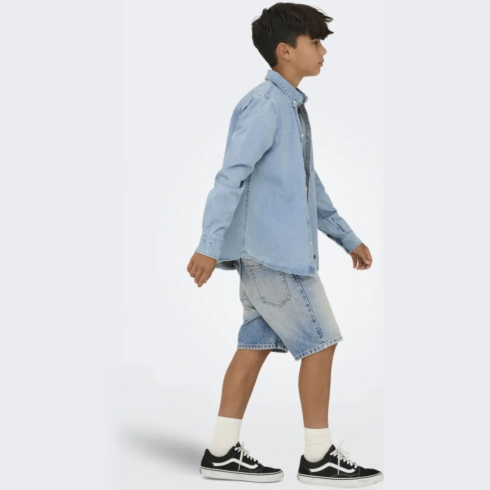 Only & Sons Junior straight regular jeansshort medium blue denim, foto 3