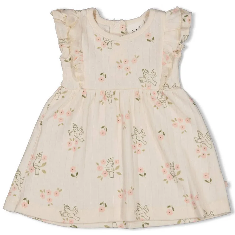 Feetje jurk Let Your Dreams Blossom ecru/roze