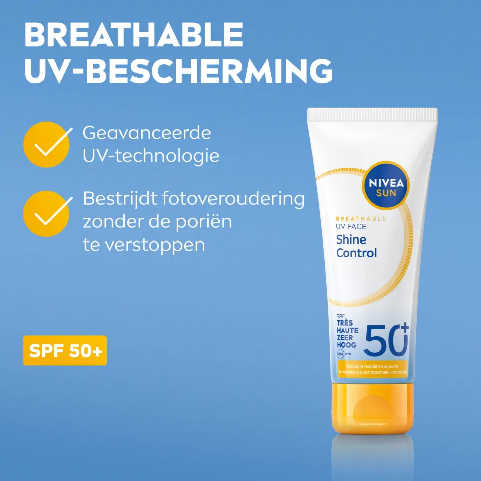 Nivea Sun Breathable UV Face Shine Control SPF50+ gezichtszonnebrand, foto 5