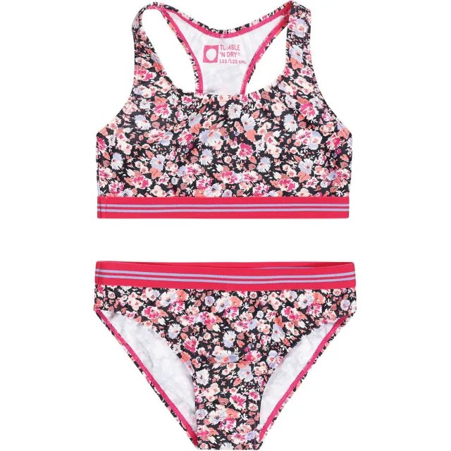 Tumble 'n Dry polyester gebloemde bikini donkerblauw/roze Donkerblauw / roze
