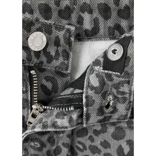 Mango Kids straight leg jeans met panterprint - antraciet, foto 6