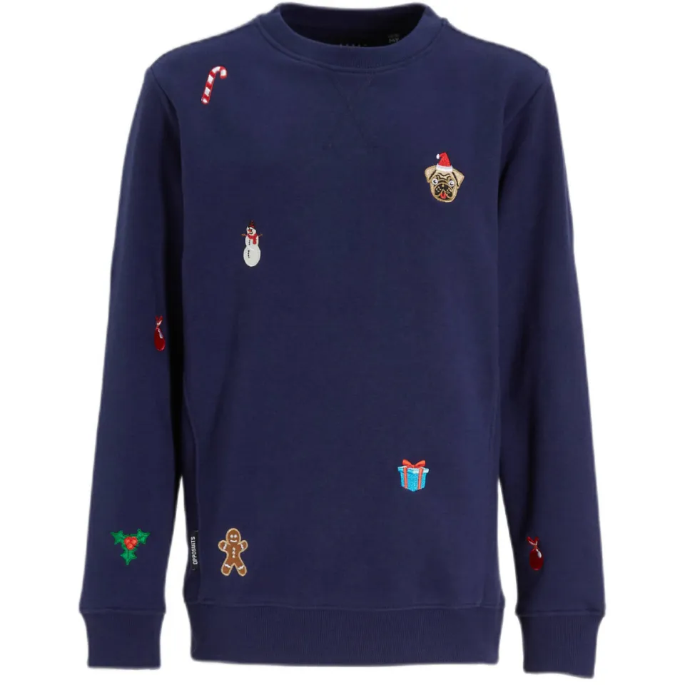 OppoSuits kerstsweater X-Mas Icons met all over print donkerblauw, foto 2