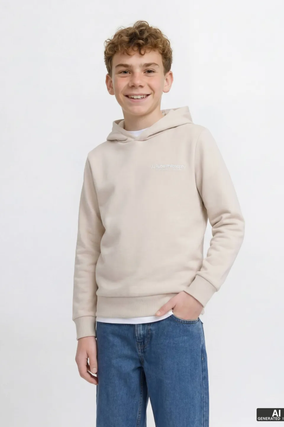 JJ Rebel JUNIOR hoodie beige, foto 3