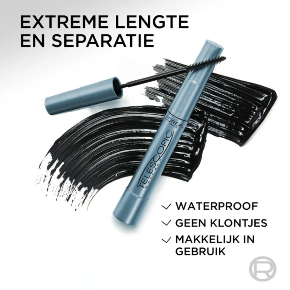 L'oréal Telescopic mascara waterproof zwart, foto 3