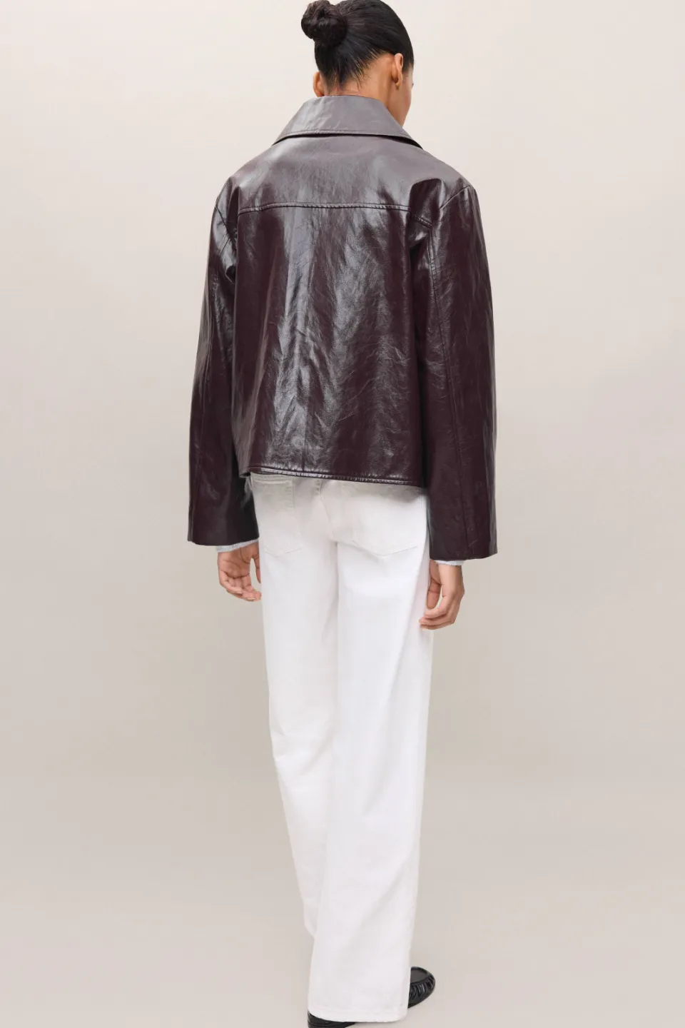 Mango TEEN imitatieleren jas donkerrood, foto 4