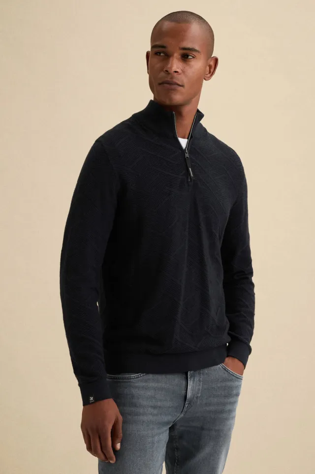 Vanguard katoenen regular fit gebreide trui - donkerblauw Sky Captain