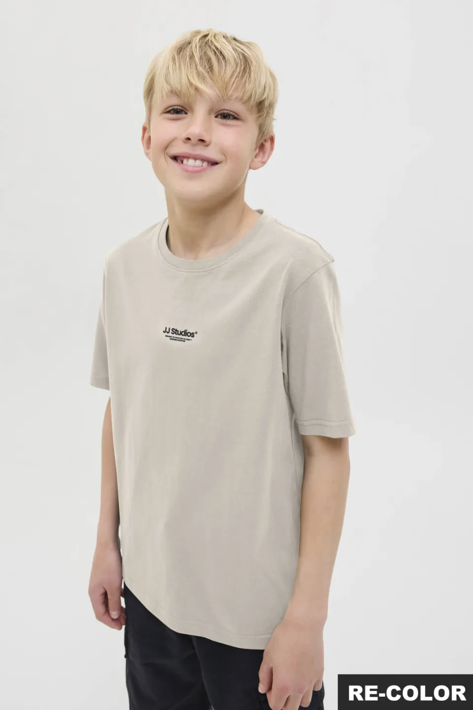 Jack & Jones junior T-shirt beige met tekst, foto 4