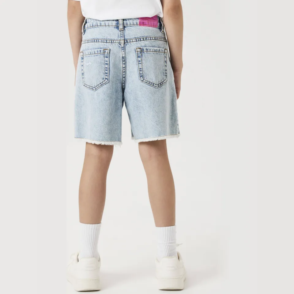 NAME IT denim wide leg jeansshort lichtblauw, foto 4