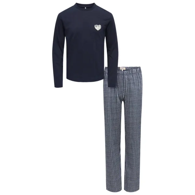 Only geruite pyjama donkerblauw