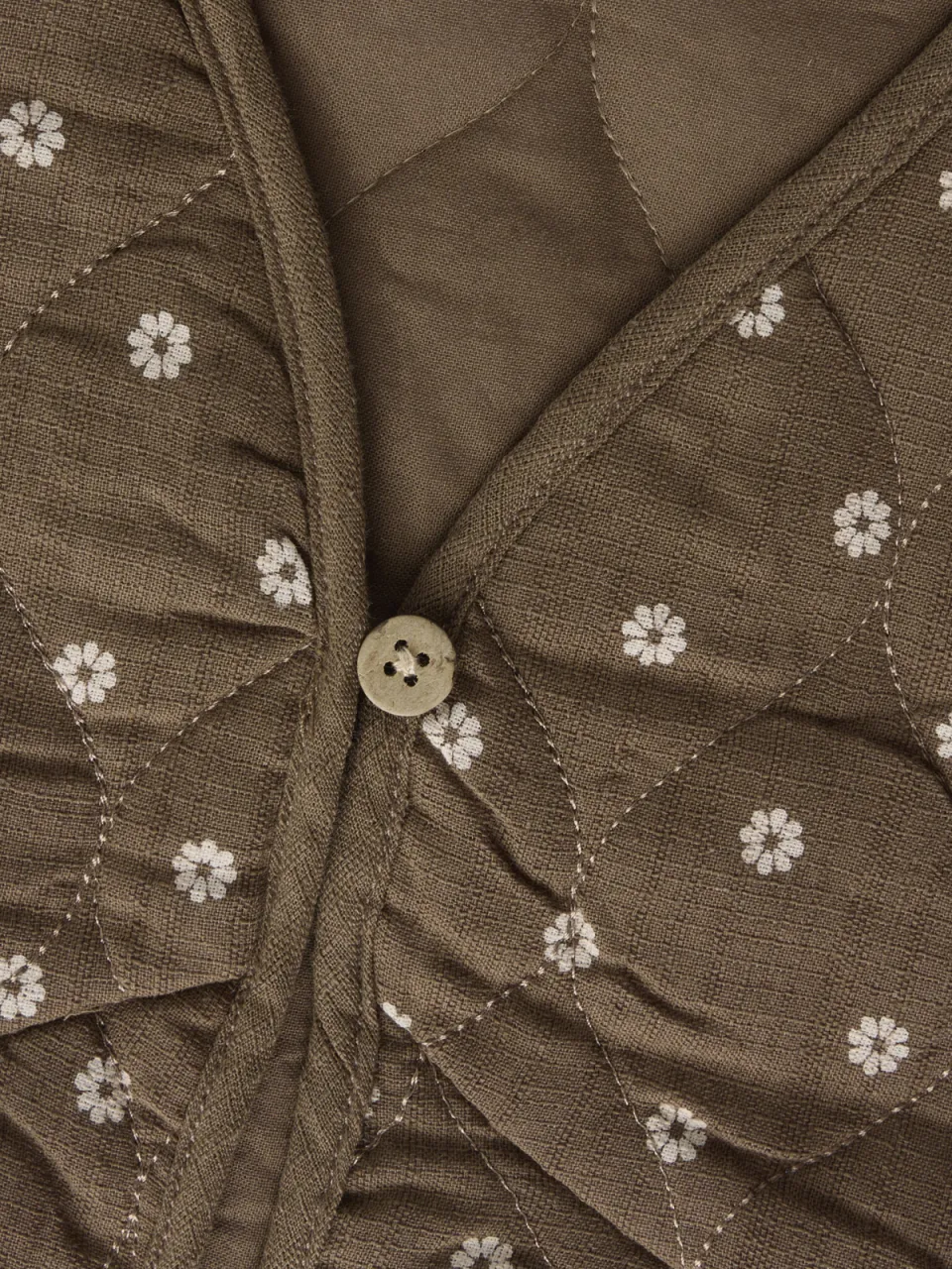 Lil' Atelier MINI gebloemd gilet - kaki/beige Groen Meisjes Katoen V-hals, foto 4