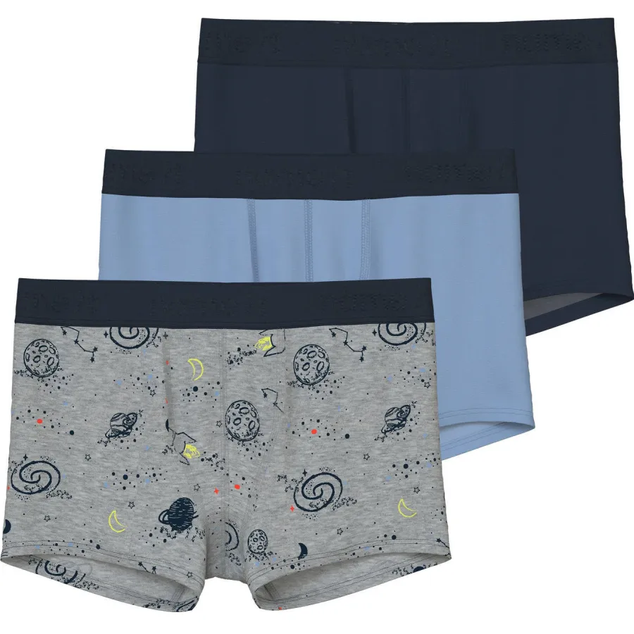 NAME IT boxershort set van 3 grijs/blauw/donkerblauw
