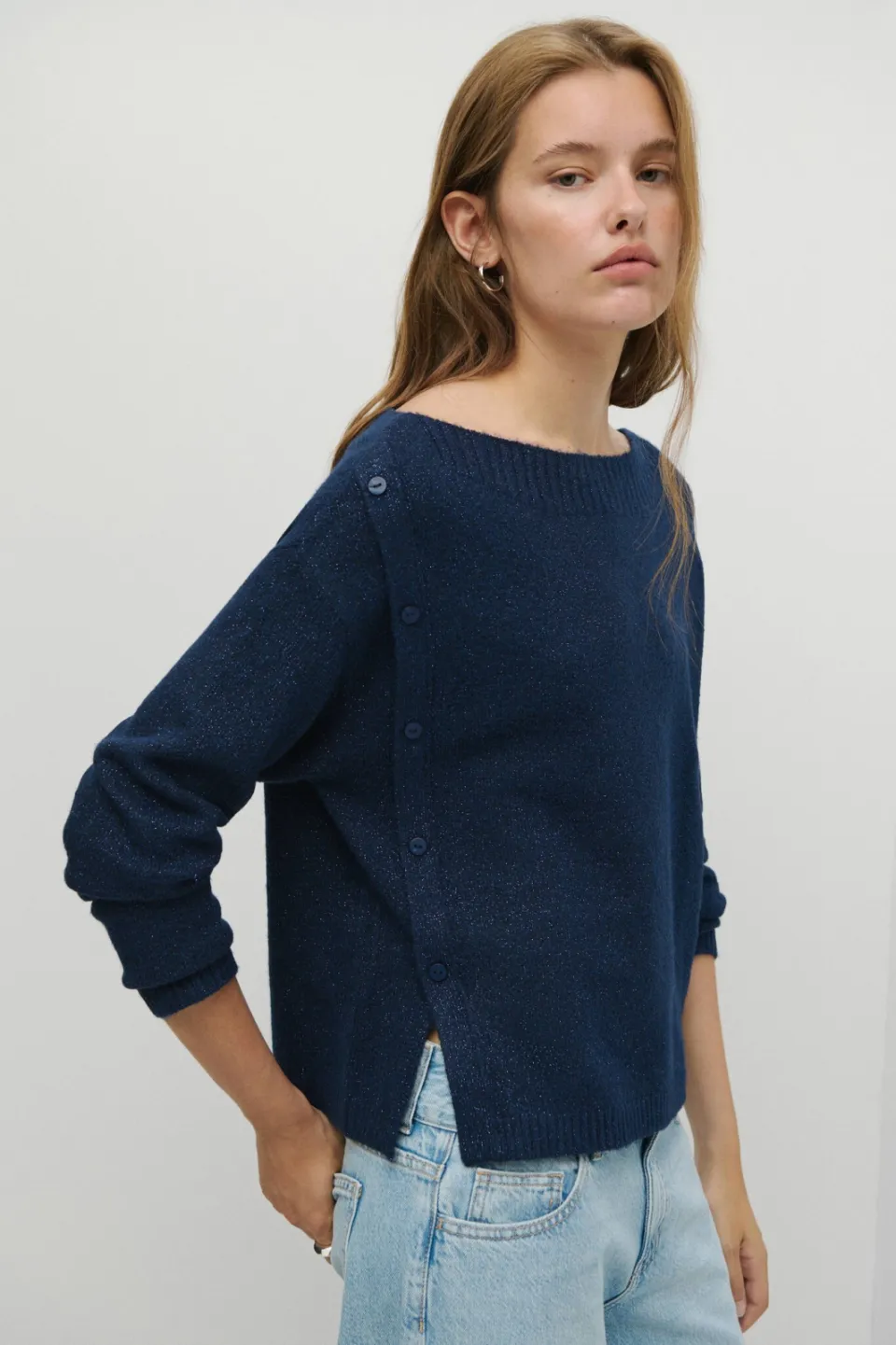Mango TEEN gebreide trui met glitters - marineblauw, foto 3