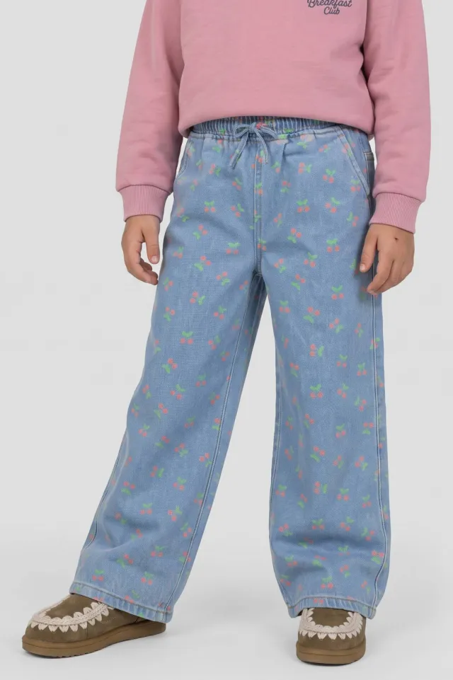 Orange Stars wide leg jeans met print - lichtblauw, foto 3