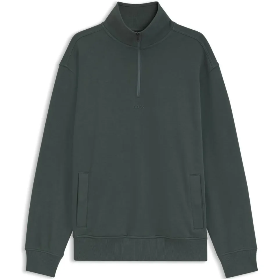 Boss Ze_Smallzip relaxed fit sweater - donkergroen, foto 2