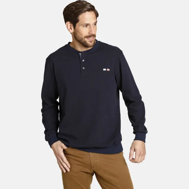 Jan Vanderstorm regular fit sweater Plus Size VILJAR donkerblauw