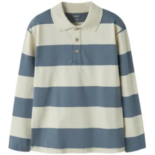 NAME IT KIDS rechtvallende gestreepte polo - blauw Jongens Katoen Polokraag Offwhite/blauw