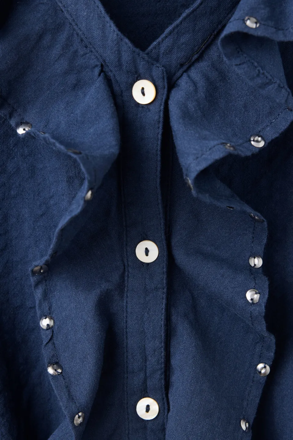 Mango blouse met ruches en studs marineblauw, foto 6