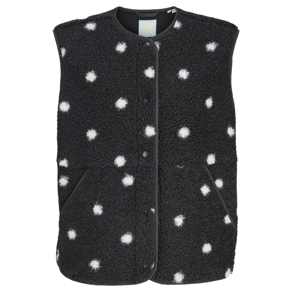 JJXX GIRL rechtvallend teddy gilet met stippen - zwart, foto 2