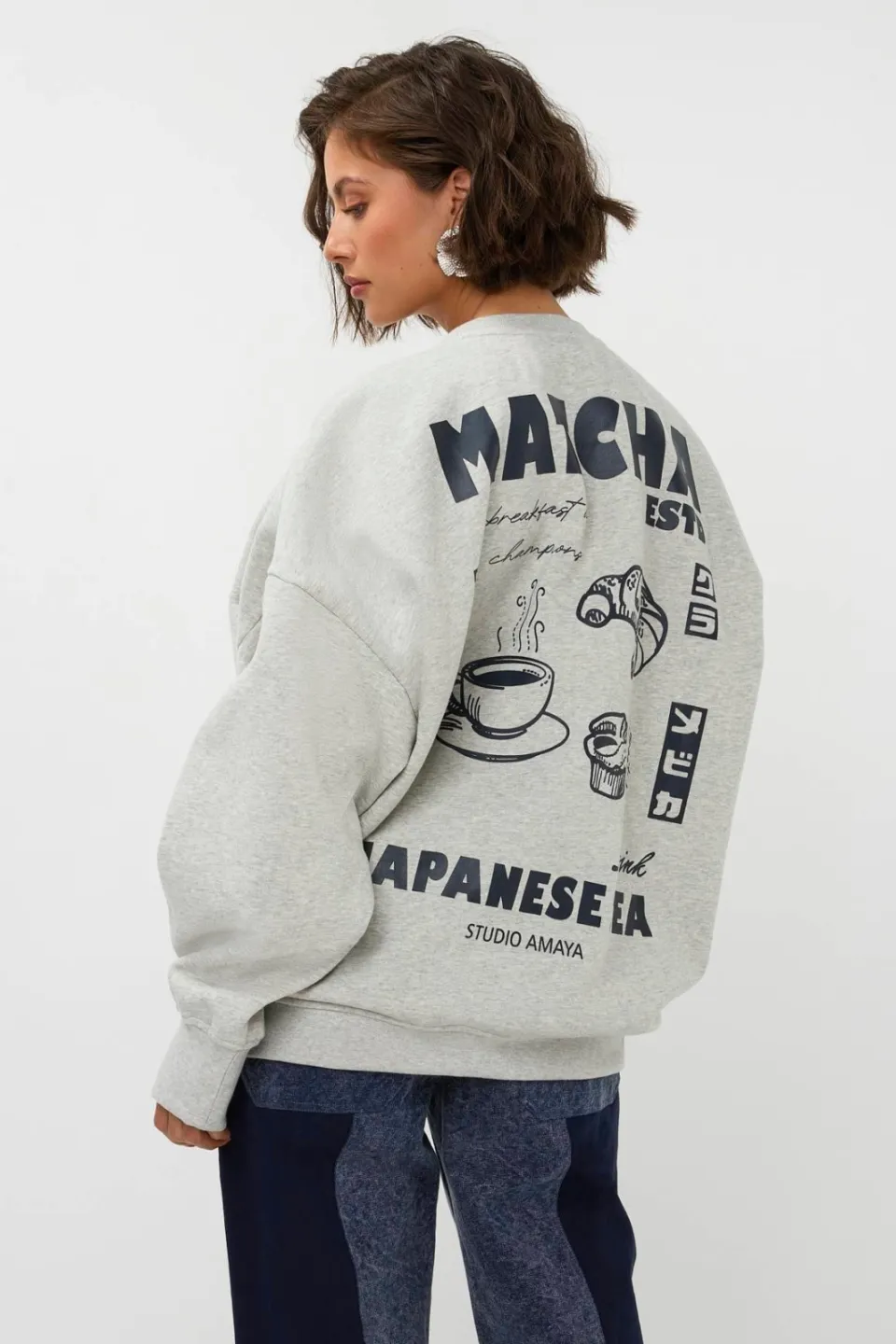 Studio AMAYA katoenen trui met backprint - grijs, foto 4