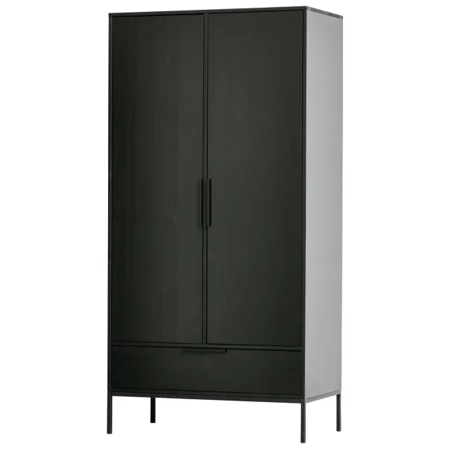 WOOOD Adam kledingkast 2-deurs zwart black