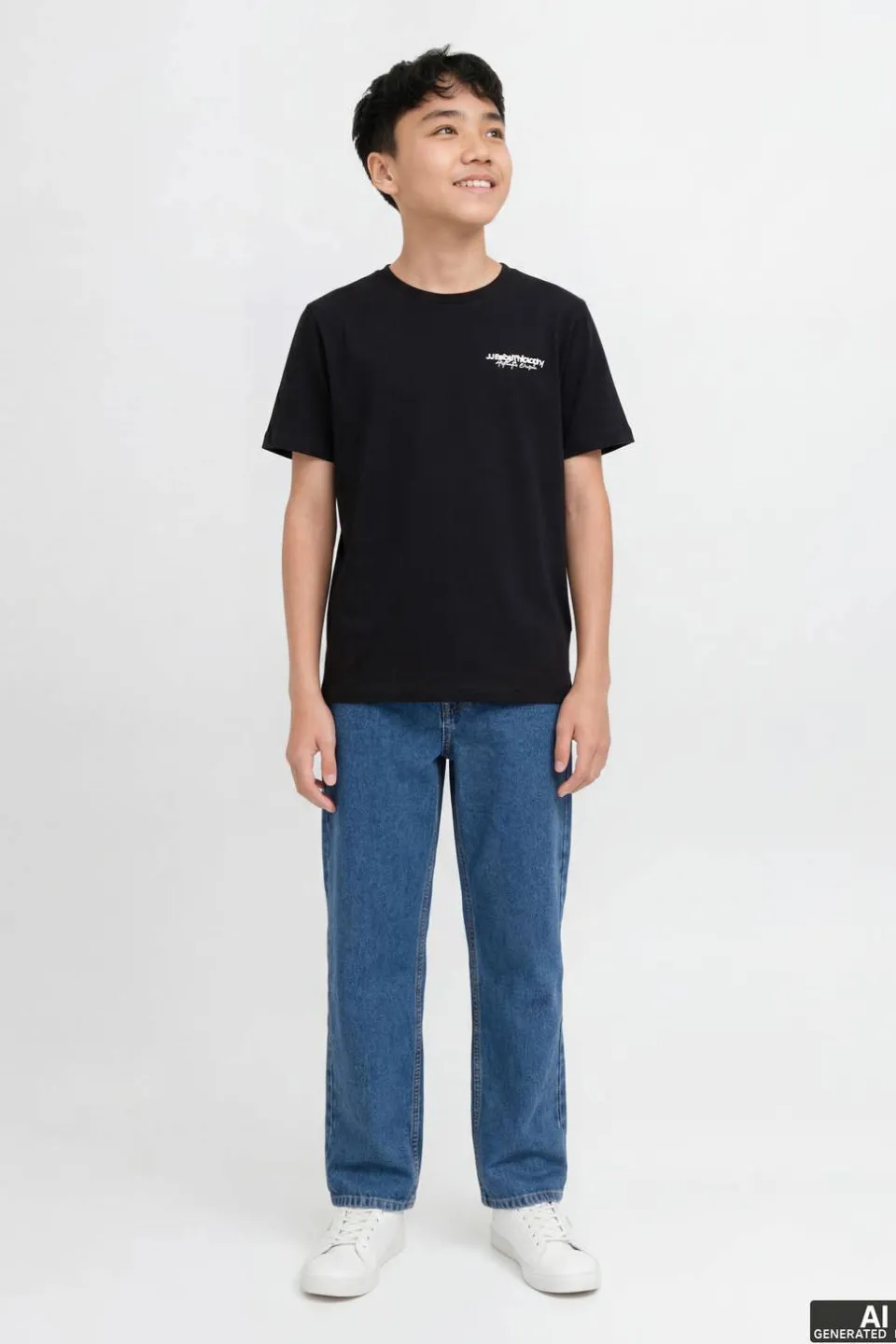 JJ Rebel JUNIOR T-shirt zwart met tekst, foto 4