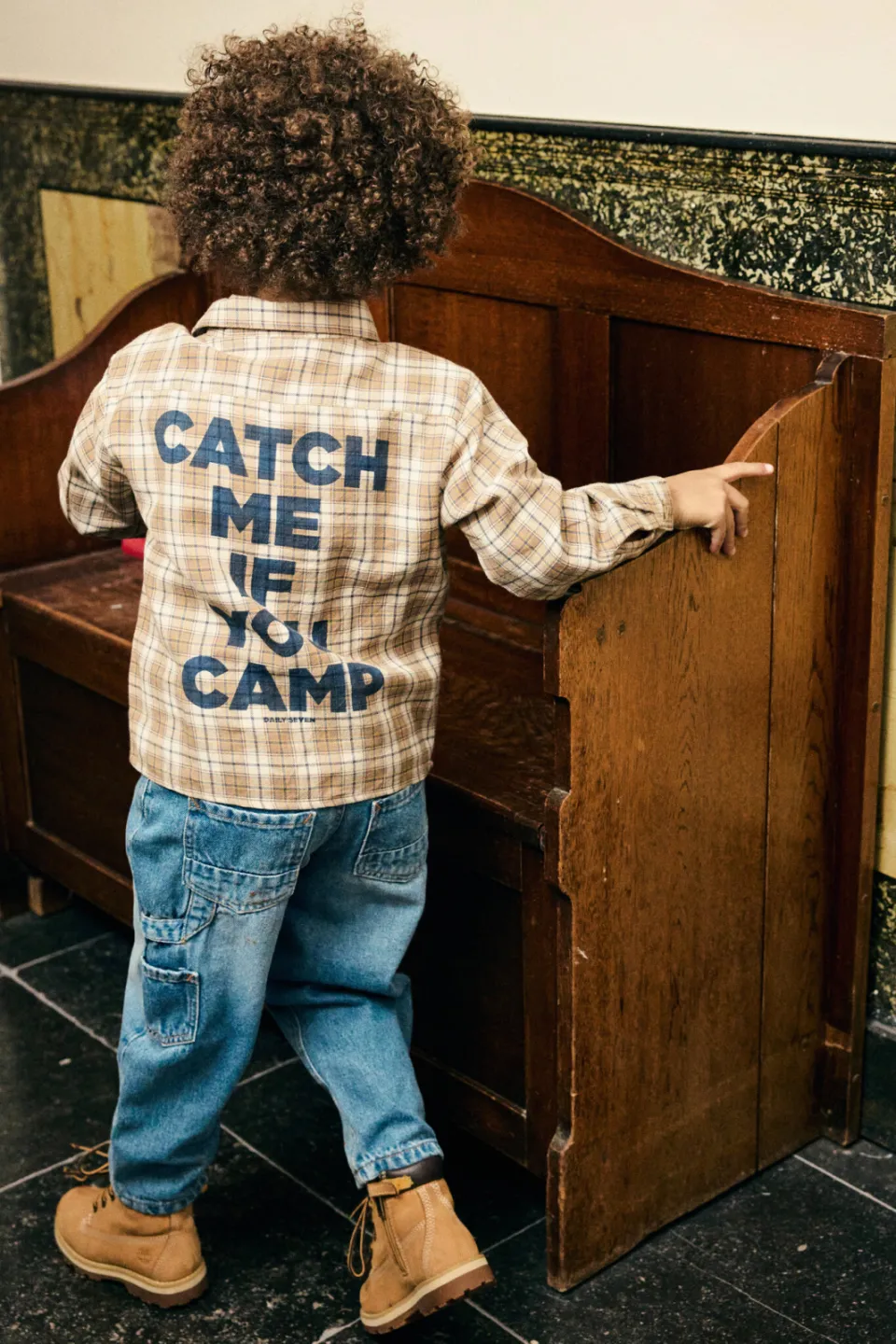 Daily7 casual geruit overhemd met backprint - taupe, foto 4