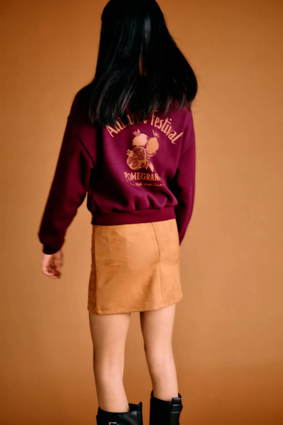 NoBell’ sweater met backprint donkerrood, foto 3