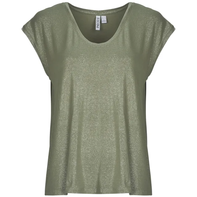 Pieces T-shirt Korte Mouw Pieces PCALICE SS GLITTER TEE Groen