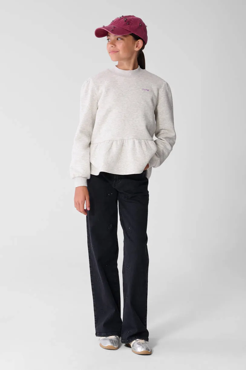 Shoeby wide leg jeans met strass-steentjes - zwart denim, foto 4