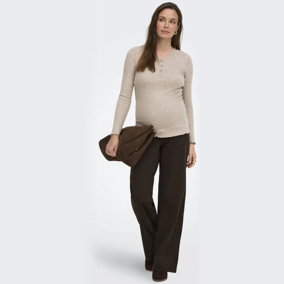 Only MATERNITY Olmmadison high waist wide leg zwangerschapsjeans - donkerbruin