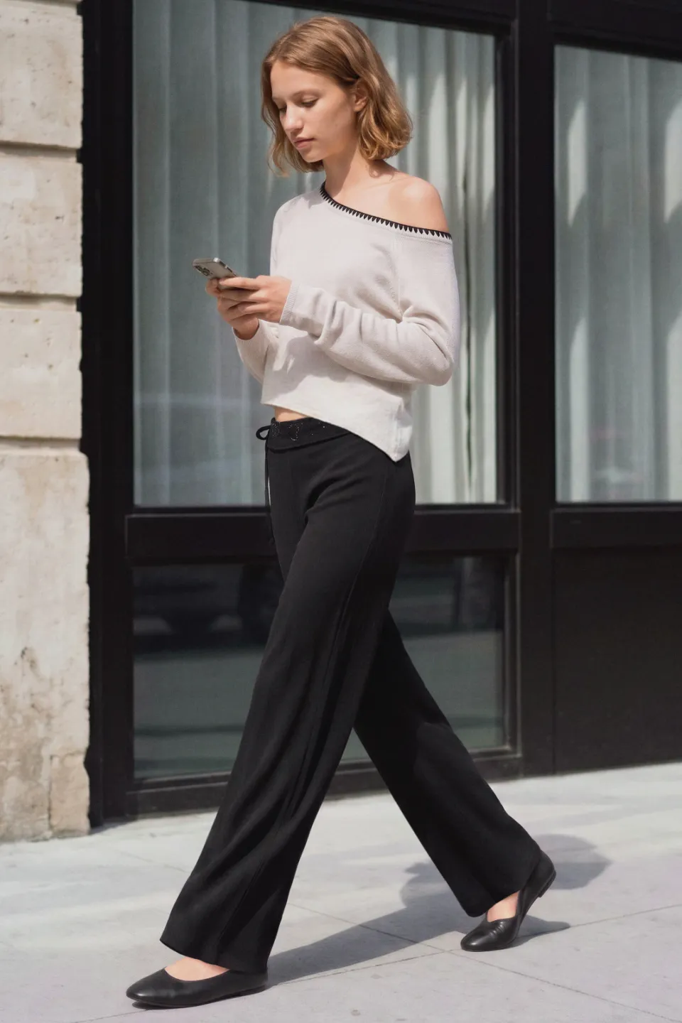 Mango casual broek met strass-steentjes zwart, foto 5