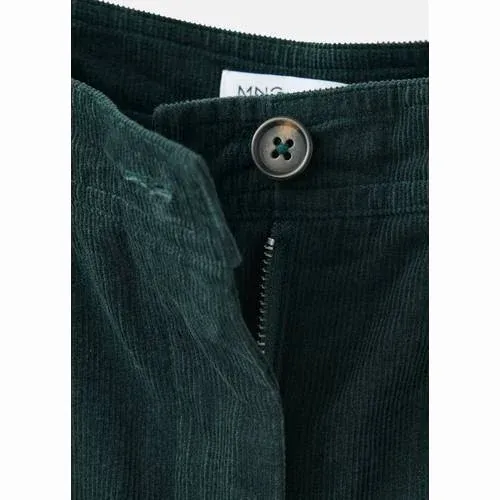 Mango corduroy casual broek donkergroen, foto 2