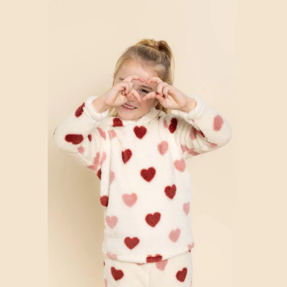 Charlie Choe teddy pyjama met hartjes wit, foto 3