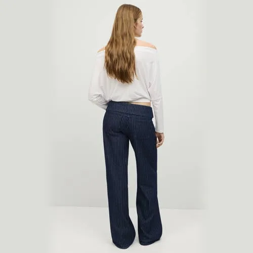 Mango TEEN wide leg jeans met krijtstreep - donkerblauw, foto 3
