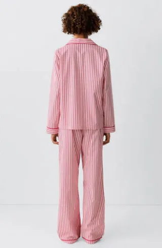 Mango gestreepte pyjama roze rood, foto 3