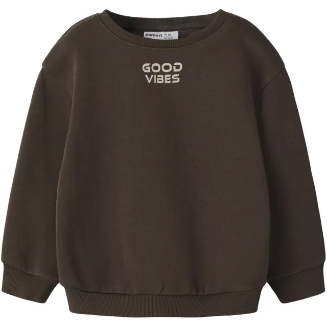 NAME IT MINI sweater met tekst - bruin