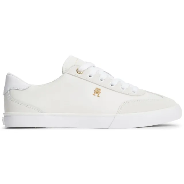 Tommy Hilfiger leren sneakers met logo - ecru