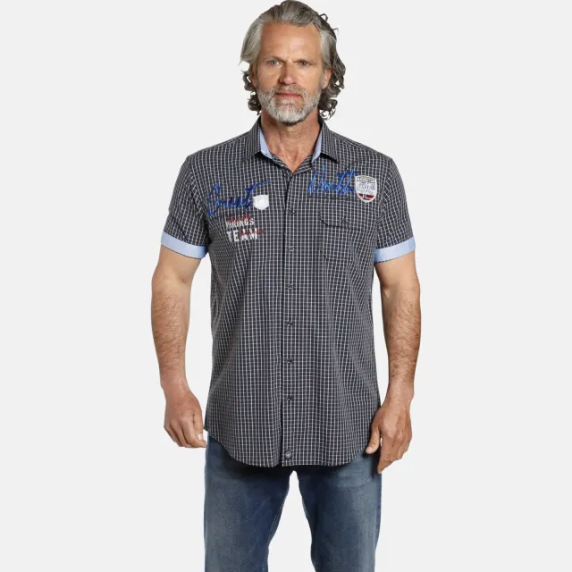 Jan Vanderstorm casual overhemd donkerblauw