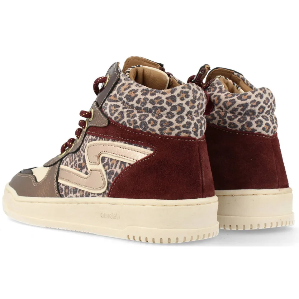 Develab leren sneaker aubergine goud, foto 7