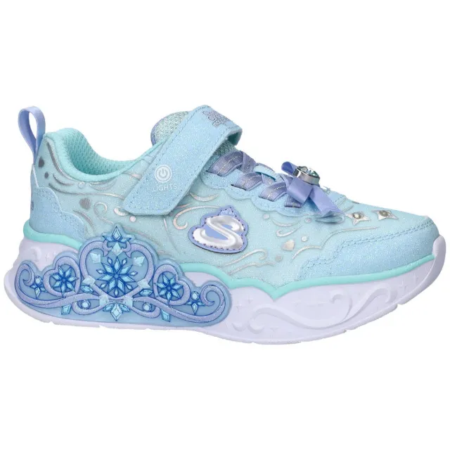Skechers imitatieleren sneakers met glitters en lichtjes - lichtblauw