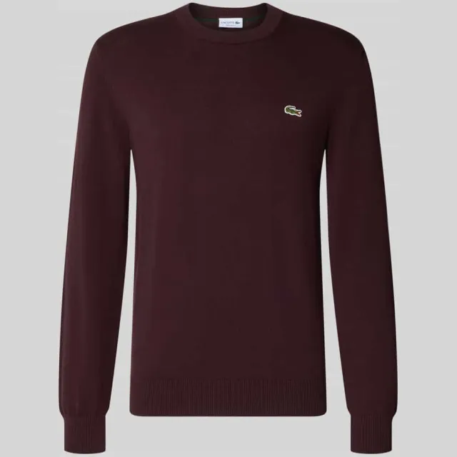 Lacoste regular fit gebreide trui - roodbruin, foto 2